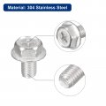 Uxcell M8x12mm Phillips Hex Head Flange Bolts 5pcs 304 Stainless Steelagon Hex Machine Screws