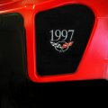 C5 Corvette Silver Cross Flag And 1997 Model Year Embroidered Emblem Under Hood Side Insert