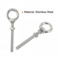 Uxcell M8x80 5 16 X3 15 Stainless Steel Eye Bolts Threaded Screw Eyebolt Shoulder Ring With Nuts Washers For Lifting Hanging 2