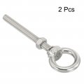Uxcell M8x80 5 16 X3 15 Stainless Steel Eye Bolts Threaded Screw Eyebolt Shoulder Ring With Nuts Washers For Lifting Hanging 2