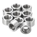 20pcs Round Weld Nuts M6x6x10mm Long On Bung Female Nut Threaded 304 Stainless Steel Connector Sleeve Rod Bar Stud Silver 