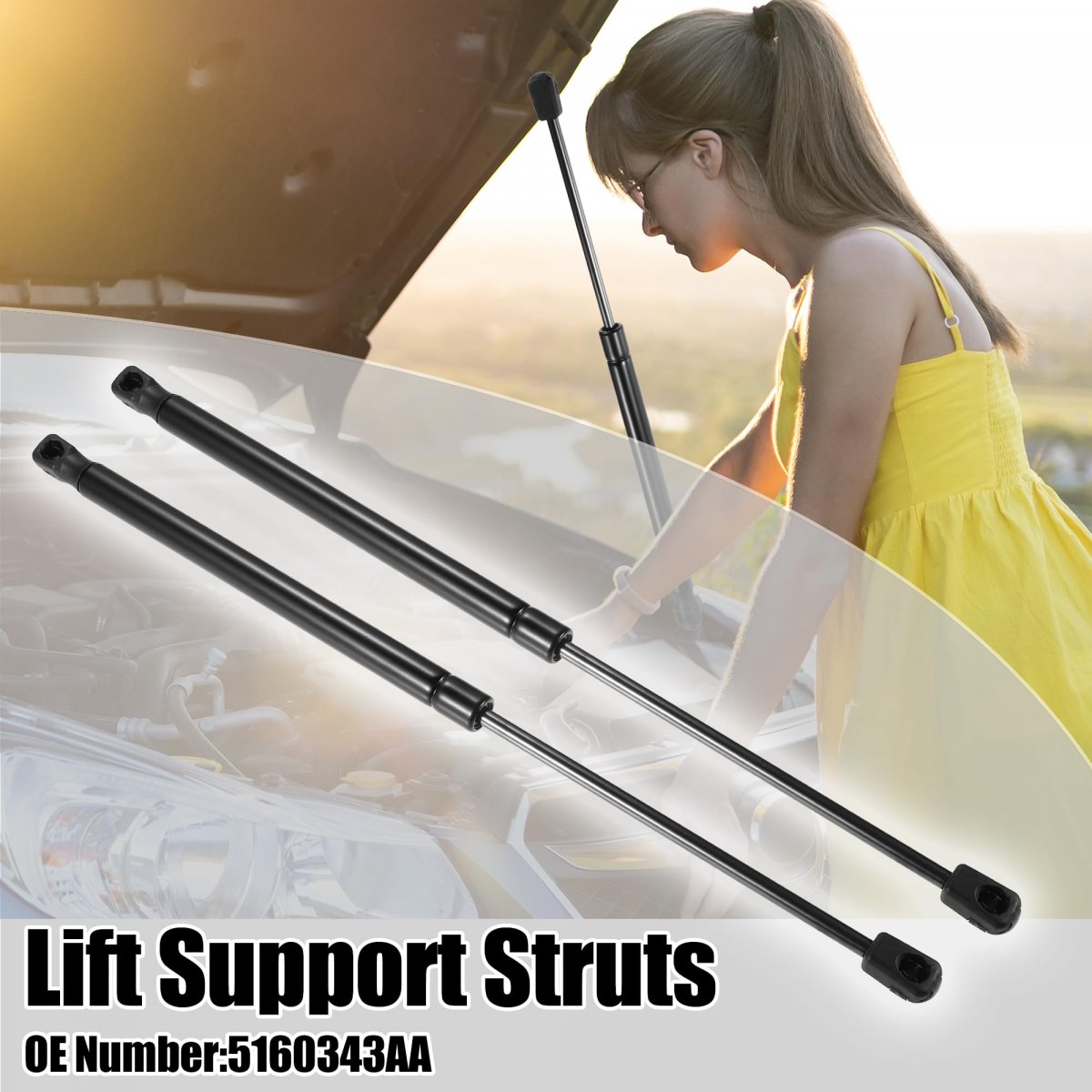2pcs Front Hood Lift Support Gas Struts Spring Shock For Ram 1500 2500 3500 2011-2017
