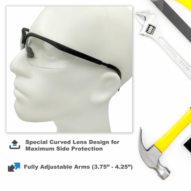 Bifocal Safety Reading Glasses 3 Pack Diopter 2 00 Ansi Z 87 Certified Uv400 Protection Clear Black And Yellow Lenses With Side