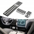Automotive Interior 3pcs Foot Pedal Set Accelerator Brake Footrest Pads Stainless Steel Rubber Antislip Replacement For Tesla