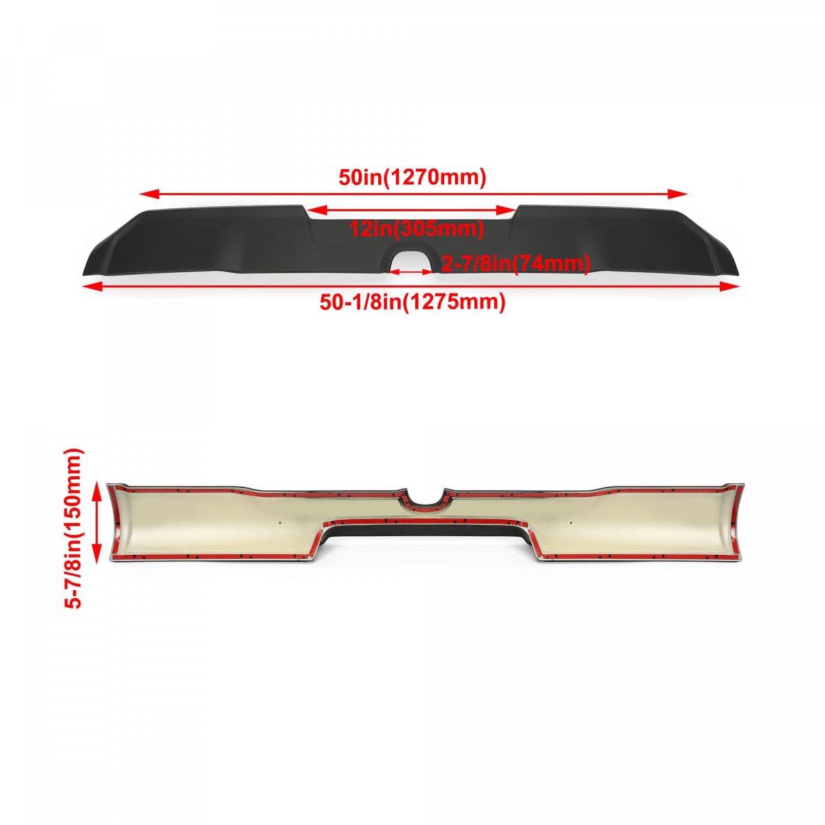 Hecasa Cab Spoiler Roof Top Wing For 2019-2022 Dodge Ram 1500 Crew Pickup Truck