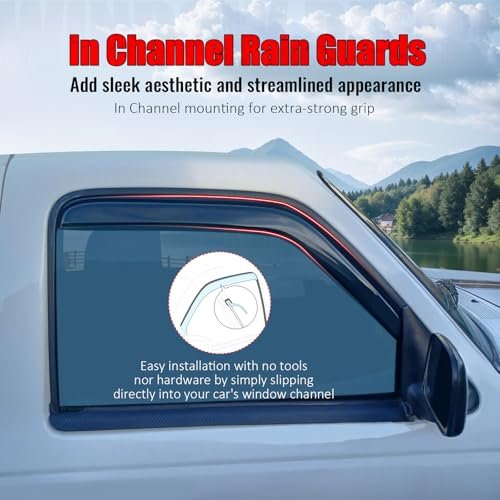 Ikon Motorsports In Channel Window Visors For 2004-2014 Ford F150 Extended Cab Slim Style Acrylic Smoke Rain Guards Side Wind