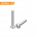 Uxcell 6-32x7 8 Pan Head Machine Screws 304 Stainless Steel 18-8 Screw Phillips Drive Fully Threaded Bright Finish Pack Of 25