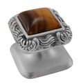 Vicenza Designs K1152 Tigers Eye Gioiello Square Stone Insert Style 6 Knob Small Satin Nickel 
