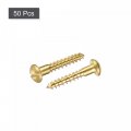 Uxcell Wood Screws M3 5 X 20mm Slotted Round Head Brass Self-tapping Screw 50 Pcs