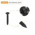 Uxcell 2 X 1 Phillips Pan Head Self-tapping Screw 100pcs 304 Stainless Steel Round Wood Full Thread Black