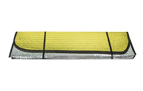 Reflective Car Windshield Sun Shade 50 In X 23 25 Reversible Gold And Silver Uv Protection For Compact Passenger Cars