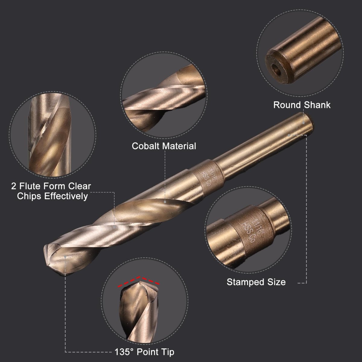 3pcs 11 16 M35 Cobalt Twist Drill Bits High-speed Steel Jobber Bit For Stainless Hardened Metal Cast Iron Aluminum Copper Soft
