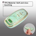 Uxcell 1pcs Key Fob Remote Control Cover Case 3 Button Full Protection Tpu Shell Green For Audi A6 2012-2018