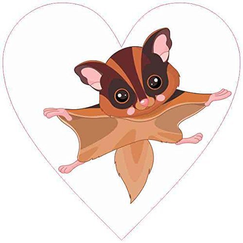 Stickertalk Heart-shaped Vinyl Sugar Glider Sticker 4 Inches By
