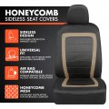 Freshmesh Car Seat Covers Full Set With Beige Accent Mesh Front And Split Bench Back Protectors For Auto Truck Van Suv