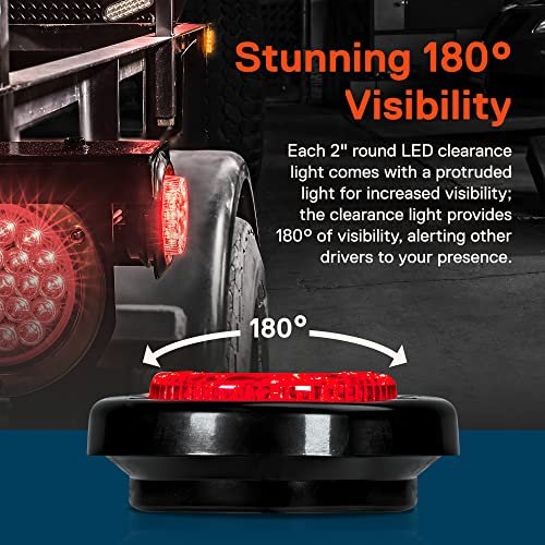 True Mods 8 Pack 2 In Red Round Led Trailer Clearance Side Marker Lights For Rv Dot Fmvss 108 Compliant Ip67 Waterproof With