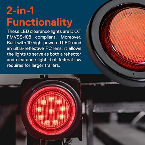 True Mods 8 Pack 2 In Red Round Led Trailer Clearance Side Marker Lights For Rv Dot Fmvss 108 Compliant Ip67 Waterproof With