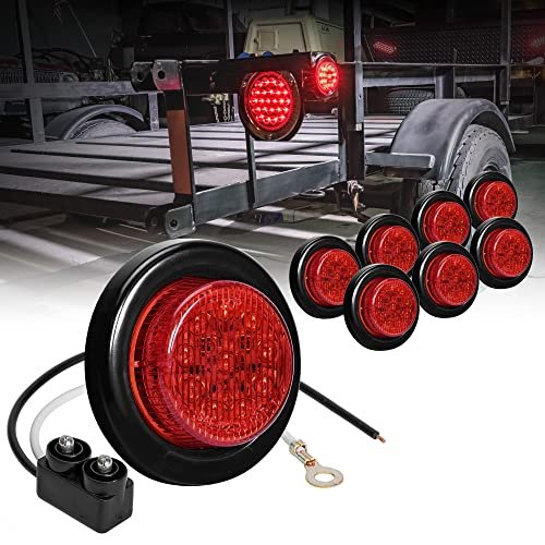 True Mods 8 Pack 2 In Red Round Led Trailer Clearance Side Marker Lights For Rv Dot Fmvss 108 Compliant Ip67 Waterproof With