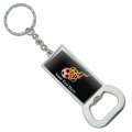 Graphics More Personalized Custom 1 Line Flaming Hot Soccer Ball Keychain Rectangle Chrome Plated Metal Bottle Cap Opener