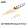 Uxcell 10pcs Wood Carving Router Bit Titanium Coated Solid Carbide Cnc Engraving V Groove Bits 1 8 3 175mm Shank 0 1mm Tip 30