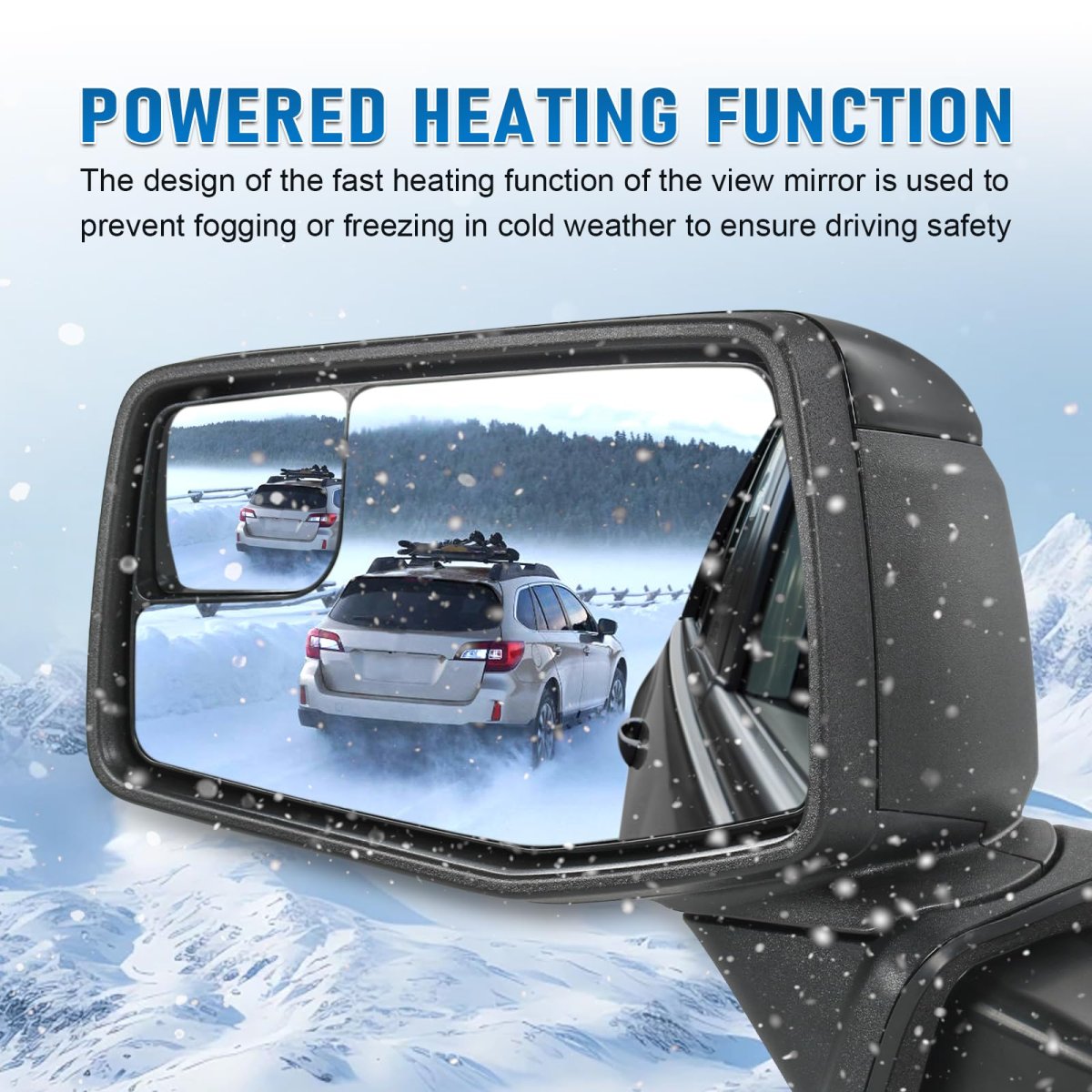 Left Driver Side Mirror For 2019-2024 Chevy Silverado 1500 Black Heated Power Glass Manual Folding Convex Blind Spot Replace