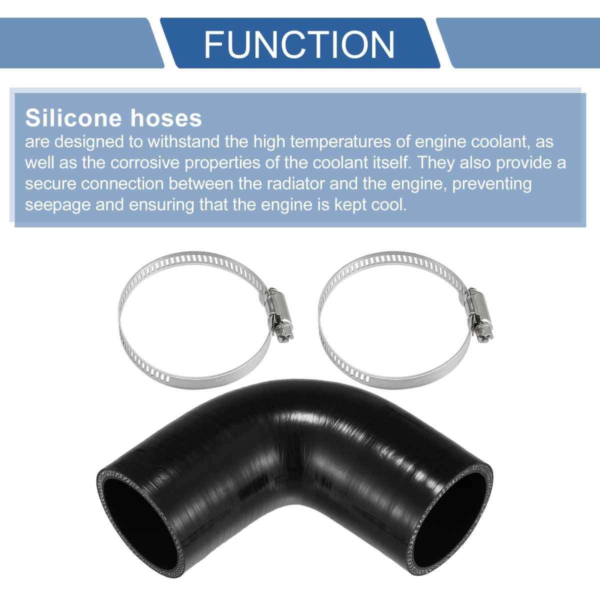 1 Set 54mm 2 13 Id 100mm 3 94 Length 90 Degrees Black Car Silicone Hose Coolant With Clamps Universal