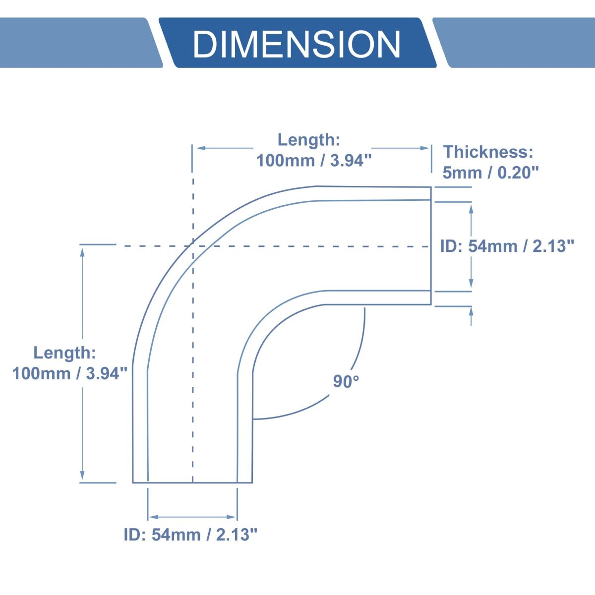1 Set 54mm 2 13 Id 100mm 3 94 Length 90 Degrees Black Car Silicone Hose Coolant With Clamps Universal
