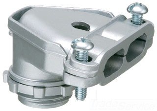 Arlington Industries 84690 90 Degree Zinc Die-cast Duplex Connector With Twin Screw Strap Secures Into 1 2 Inch Knockout A