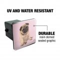 Pug Puppy Dog Sitting Pink Necklace Tow Trailer Hitch Cover Plug Insert