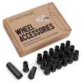 Stancemagic 20pcs Black 1 2x20 Extended Tuner Lug Nuts Open End Cone Seat 50mm 2 Length 22mm 0 87 Width 17mm Hex For Ford