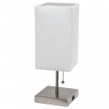 Simple Designs Lt1087-wht Petite Brushed Nickel Usb Charging Bedside Night Stand Table Lamp Pull Chain Switch White 