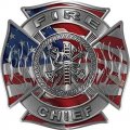 Weston Ink Fire Chief Maltese Cross With Flames Fighter Decal American Flag 