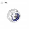 Uxcell Hex Lock Nuts M8 X 1 25mm Stainless Steel Nylon Insert Self-locking For Fasteners 20pcs Silver Tone