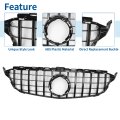 Front Upper Hood Bumper Grille For Mercedes-benz C250 2013-2016 Kidney Grill Black