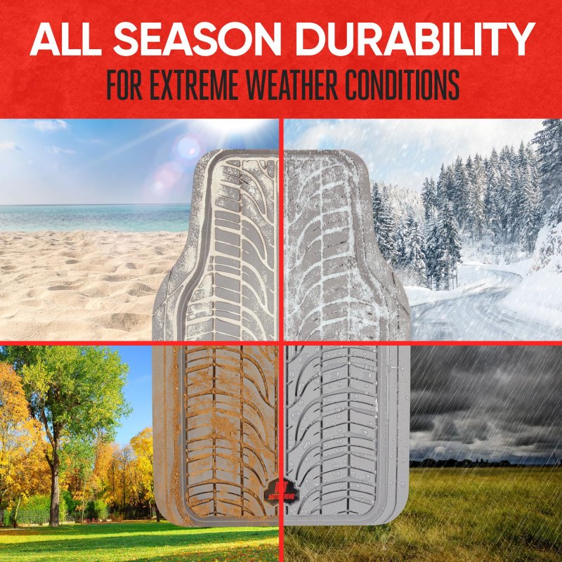 Motor Trend Grand Prix Tire Tread Rubber Car Floor Mats For Autos Suv Truck Van All-weather Waterproof Protection Front Rear