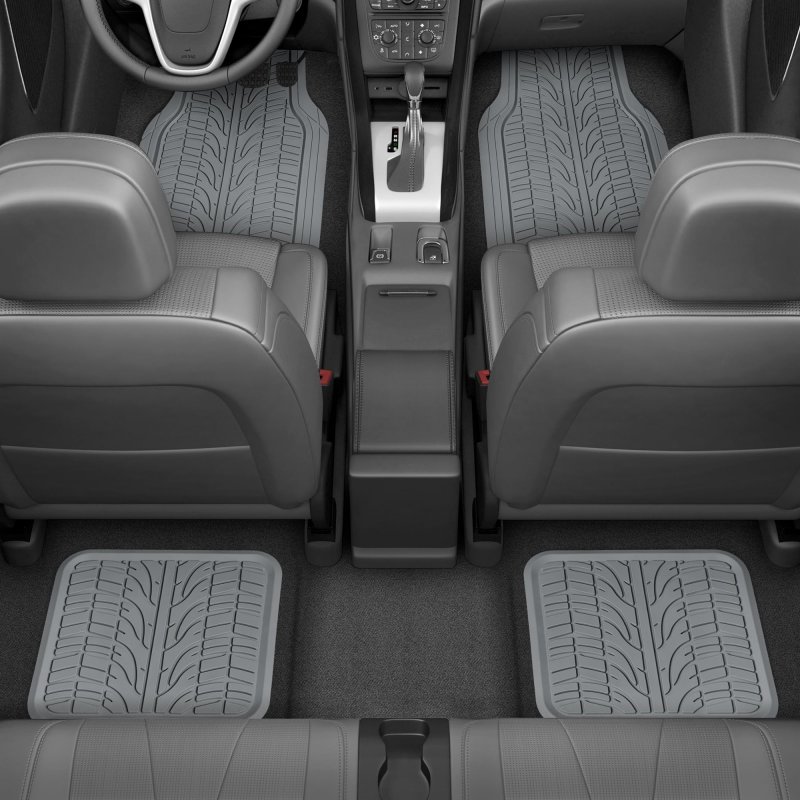 Motor Trend Grand Prix Tire Tread Rubber Car Floor Mats For Autos Suv Truck Van All-weather Waterproof Protection Front Rear