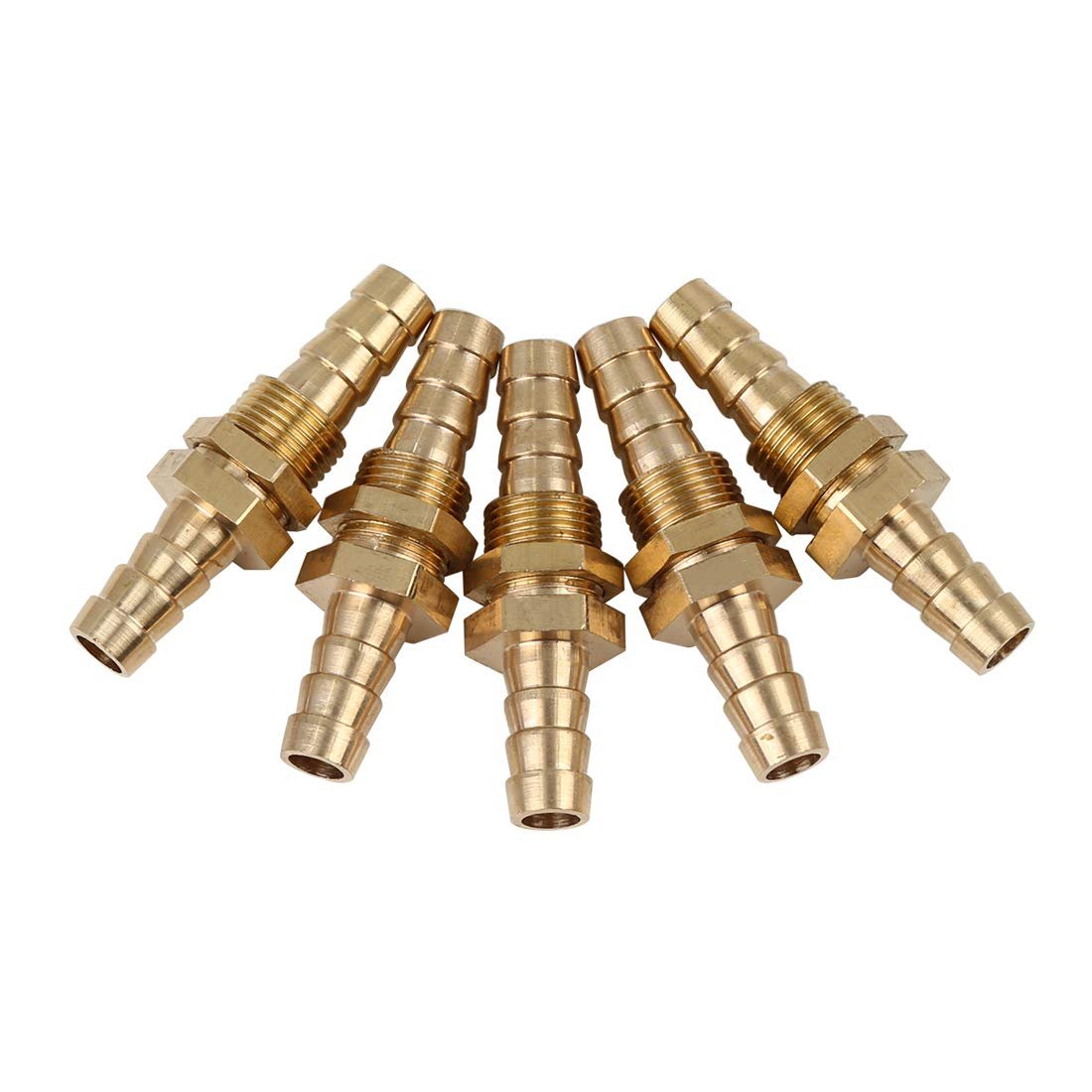 5 Pcs 8mm Brass Hose Barb Fitting Connector For Joiner Air Water Fuel Pipe