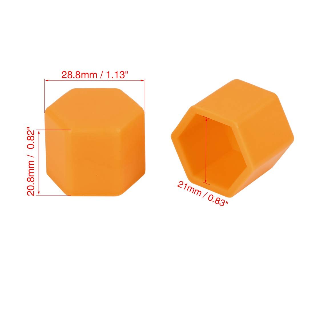 20pcs 21mm Universal Orange Silicone Wheel Nut Lug Hub Screw Rim Bolt Covers Tyres Caps For Automotive