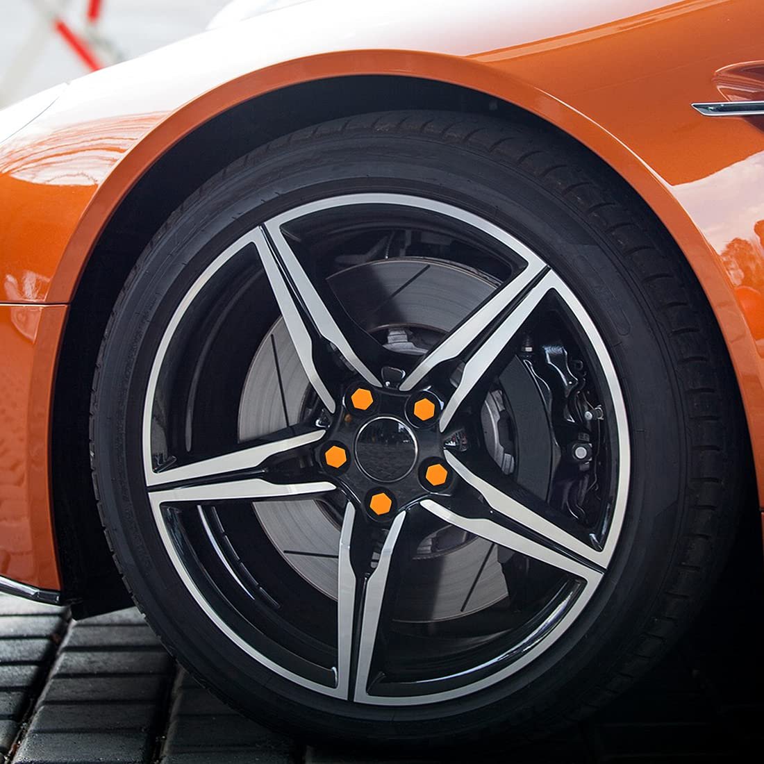 20pcs 21mm Universal Orange Silicone Wheel Nut Lug Hub Screw Rim Bolt Covers Tyres Caps For Automotive