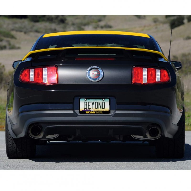 Ford Mustang Boss 302 In Yellow Black Metal License Plate Frame