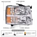 Headlights Assembly For Chevy Silverado 2007 2008 2009 2010 2011 2012 2013 2014 Bumper Headlamp Passenger Side Clear Lens