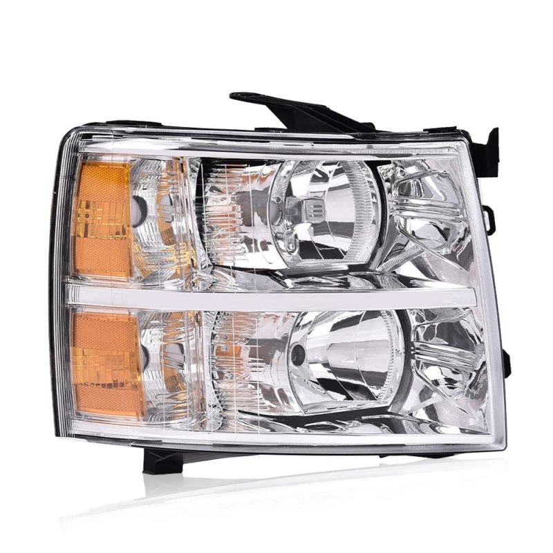 Headlights Assembly For Chevy Silverado 2007 2008 2009 2010 2011 2012 2013 2014 Bumper Headlamp Passenger Side Clear Lens