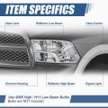 Auto Dynasty Factory Style Quad Halogen Headlights Assembly Compatible With Dodge Ram 1500 2500 3500 2009-2012 Driver And