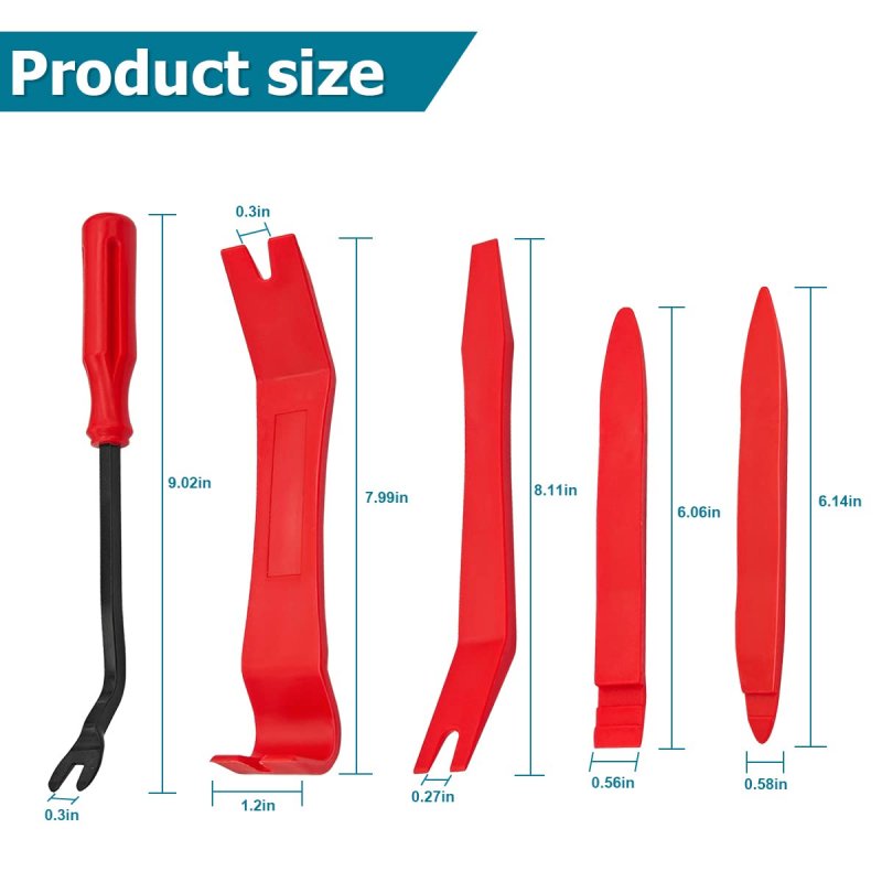 Trim Removal Tool For Auto 5 Pcs Car Pry Kit Clip Fastener Remover Set Panel Door Window Plastic Installer Vehicle Dashboard