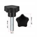 2 Pcs Star Knobs Grips M12 X 50mm Male Thread Steel Zinc Stud Black Pp