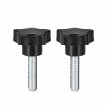 2 Pcs Star Knobs Grips M12 X 50mm Male Thread Steel Zinc Stud Black Pp 