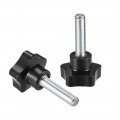 2 Pcs Star Knobs Grips M12 X 50mm Male Thread Steel Zinc Stud Black Pp