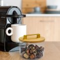 Sinbdlai Glass Coffee Filter Holder With Bamboo Lid Storage Container Bar Accessories For Storing Papers And Pod Organizer 
