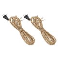 8ft 18 2 Twisted Cloth Covered Lamp Cord Pcs Vintage Fabric Electrical Wire With Plug Stripped Ends Ready For Extension Wiring 