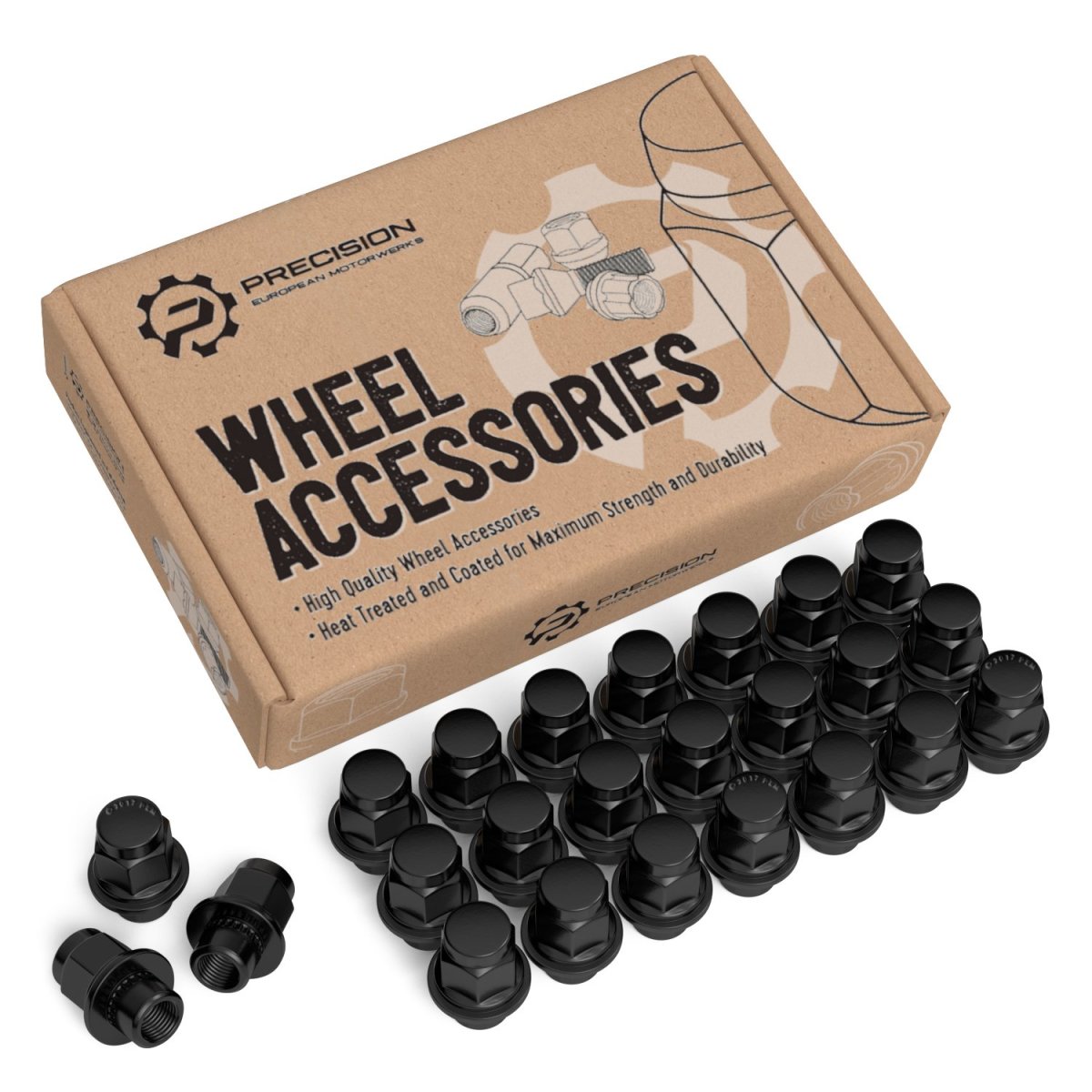 Black Mag Style Lug Nuts 12x1 25 Thread Size 1 5 In Length 24 Piece Set For Nissan And Infiniti Suv Truck Vehicles 21mm Hex